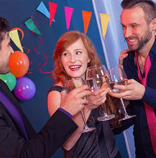 Corporate party hosted in a party hall in London.