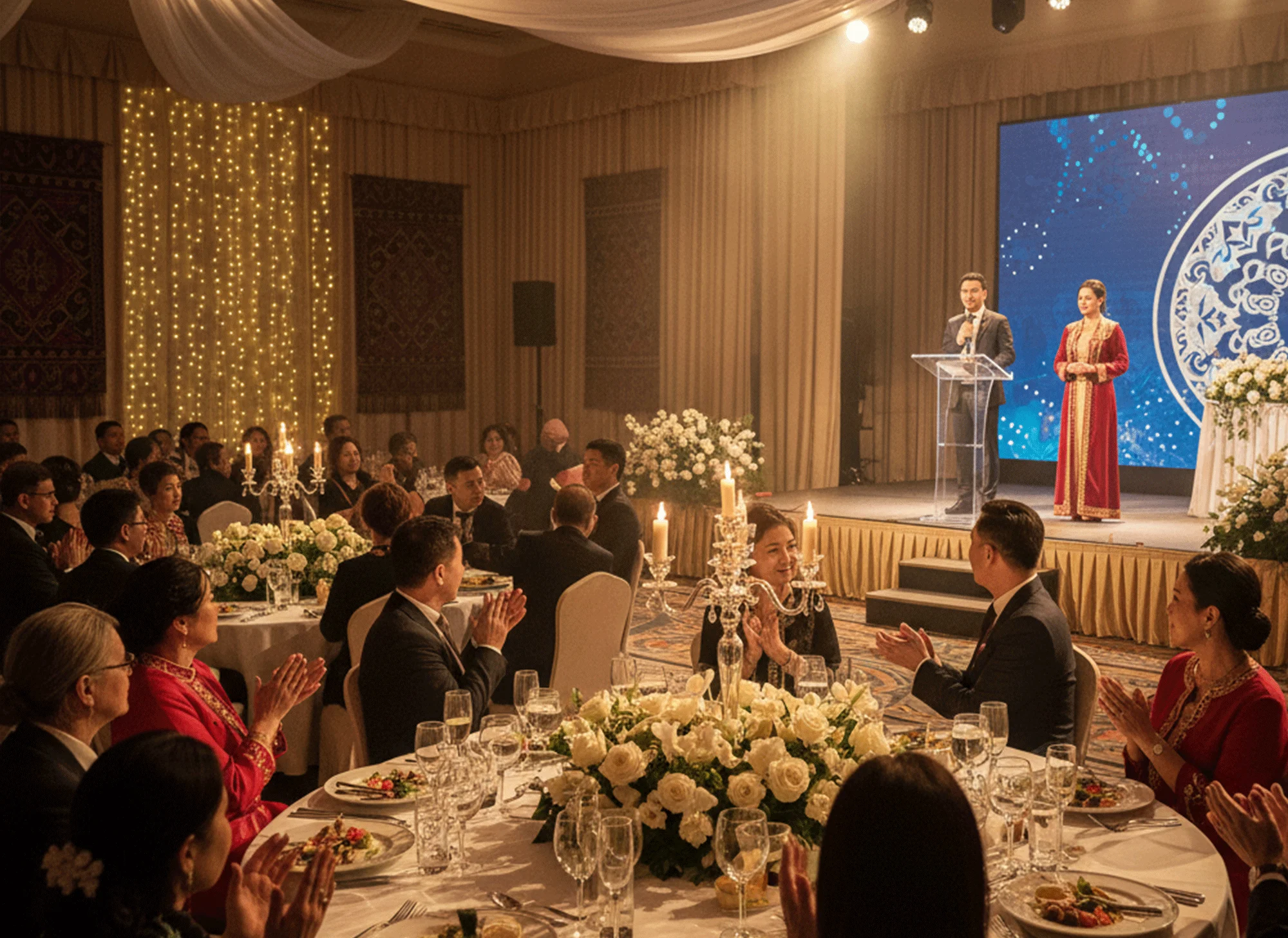 Cultural event setup inside modern party halls for hire in London